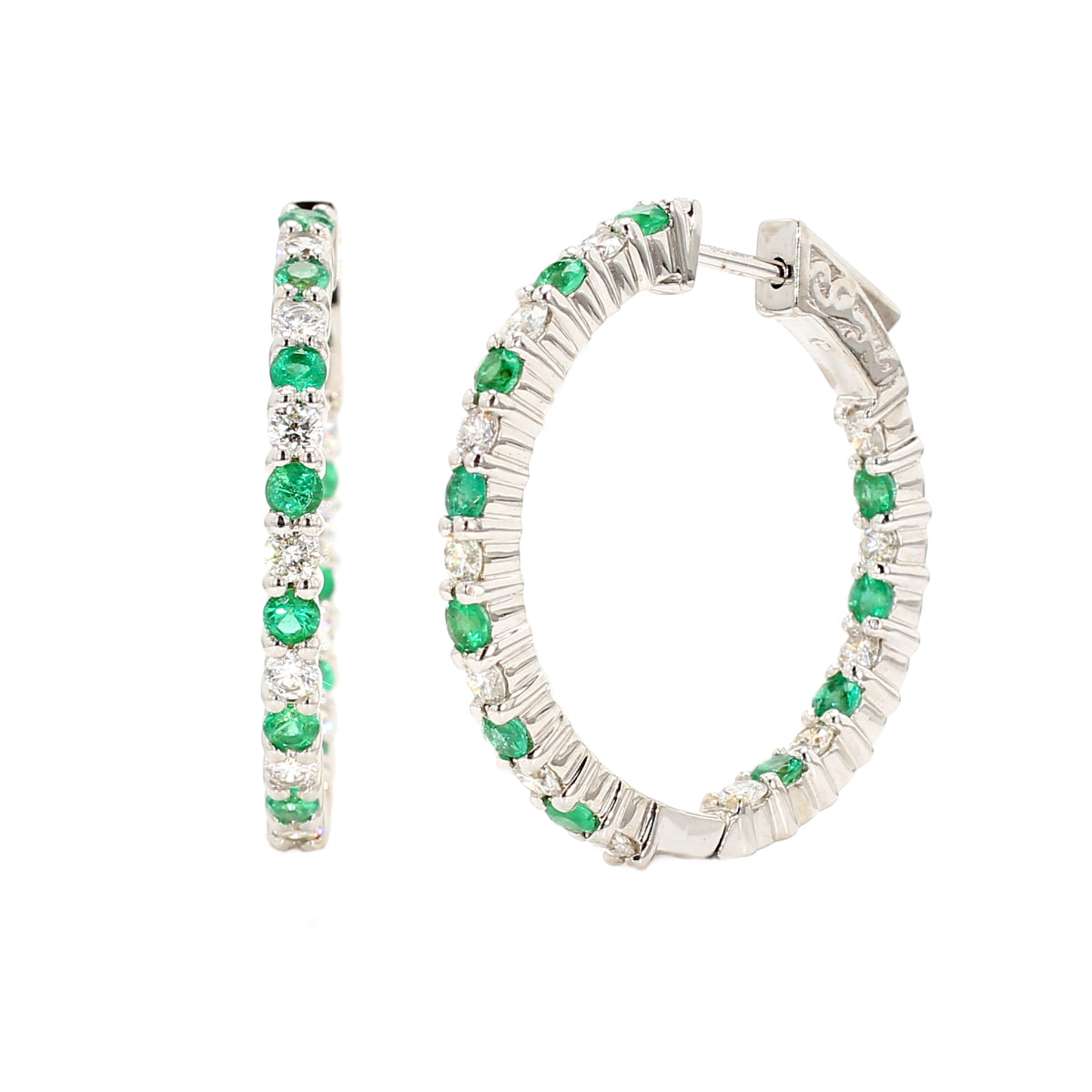 Color: Staples Emerald Hoop Earrings – Spicer Greene Jewelers