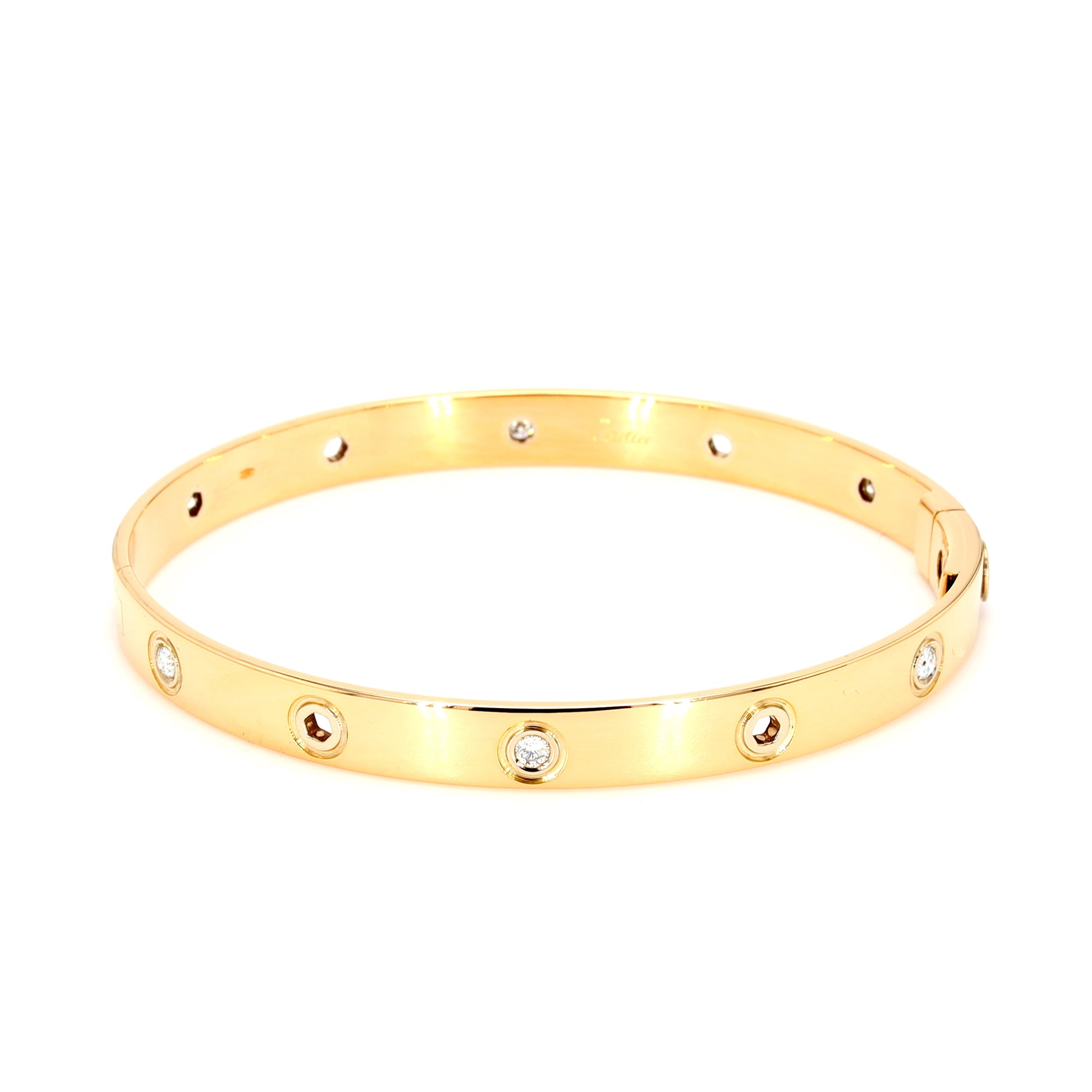 Cartier 10 Diamond LOVE Bracelet - 18K Yellow Gold Cuff, Bracelets