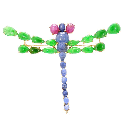 Colored Gemstone Dragonfly Pin