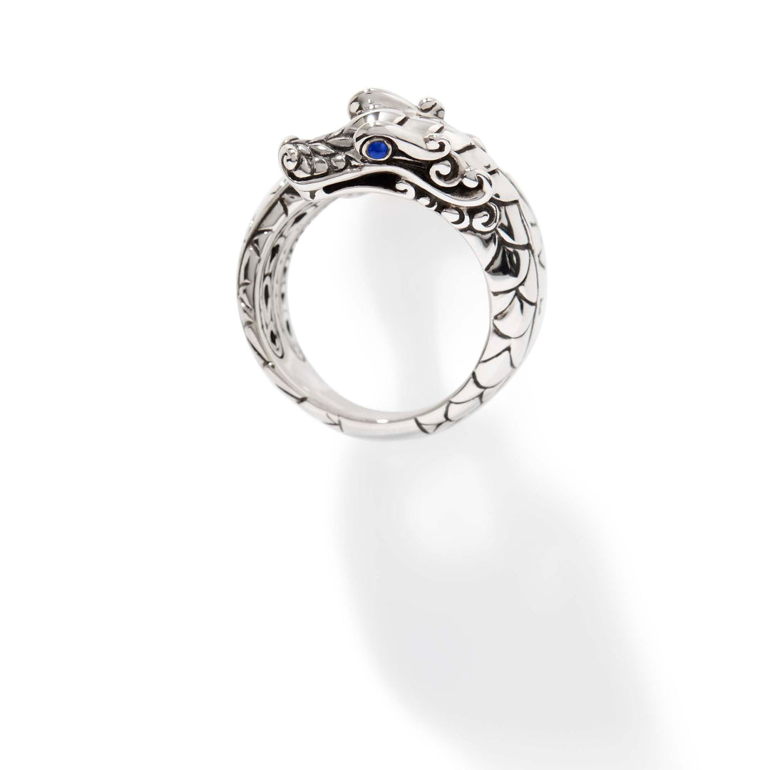 John Hardy Naga Heritage Silver Ring with Sapphire Eyes