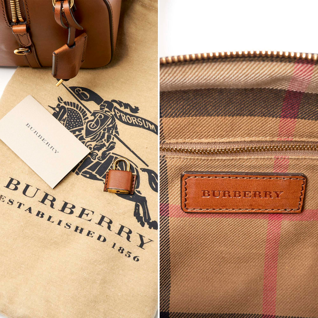 Pre-Owned Luxury Handbags Burberry Brown Leather Bowler Bag
