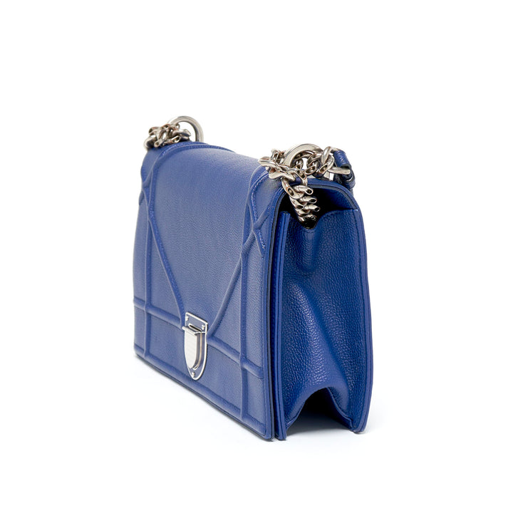 DIOR ディオラマ Christian Dior Dark Silver Leather Diorama Small Flap Bag