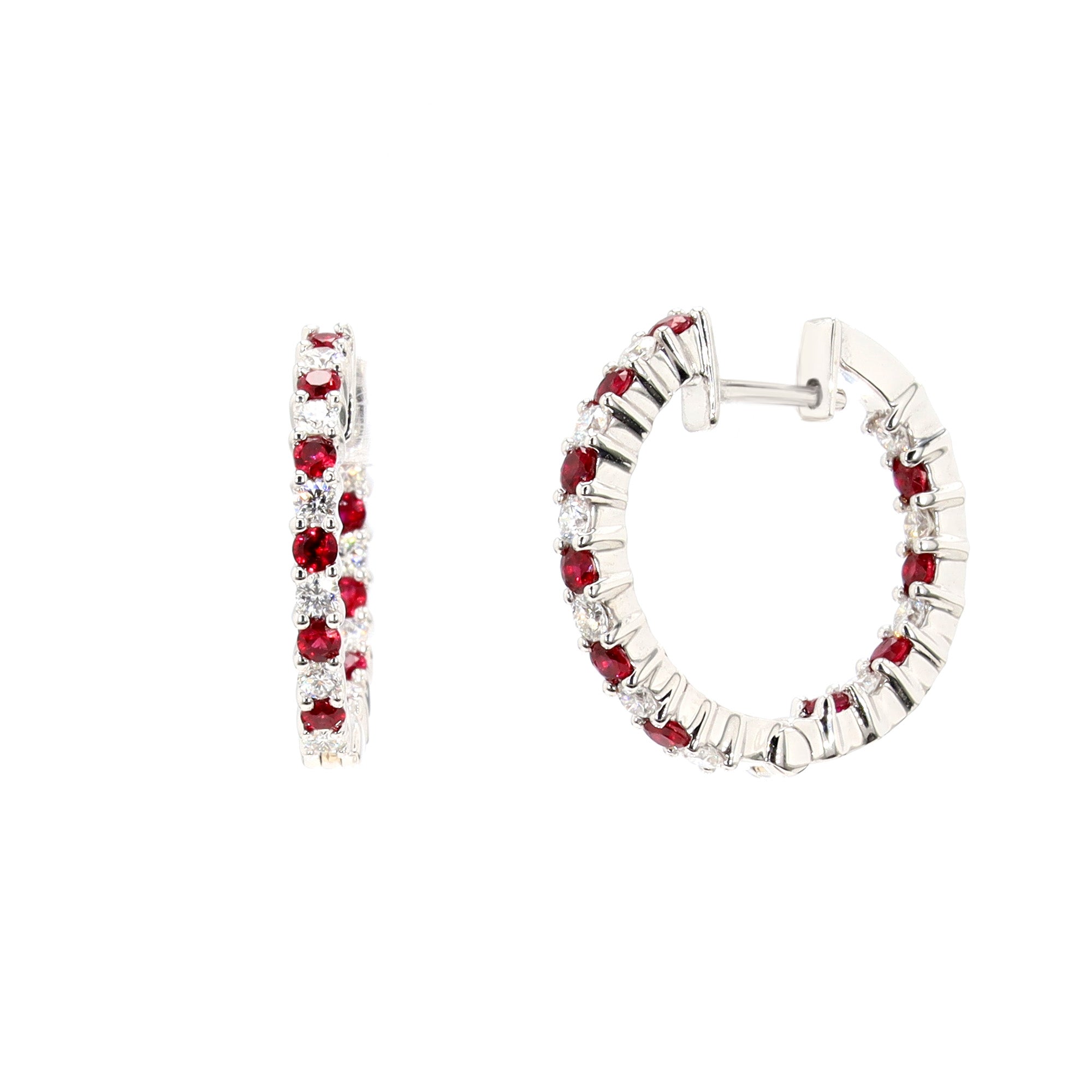 Color: Staples Diamond and Ruby Hoops – Spicer Greene Jewelers