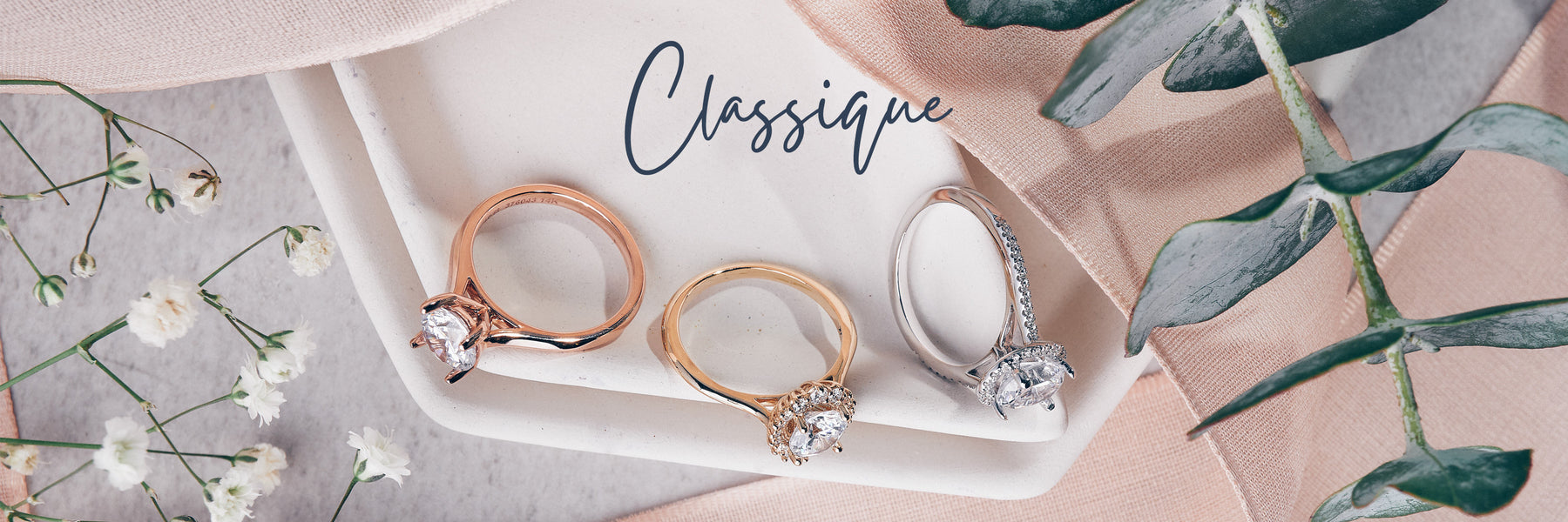 Assorted Classique brand diamond rings