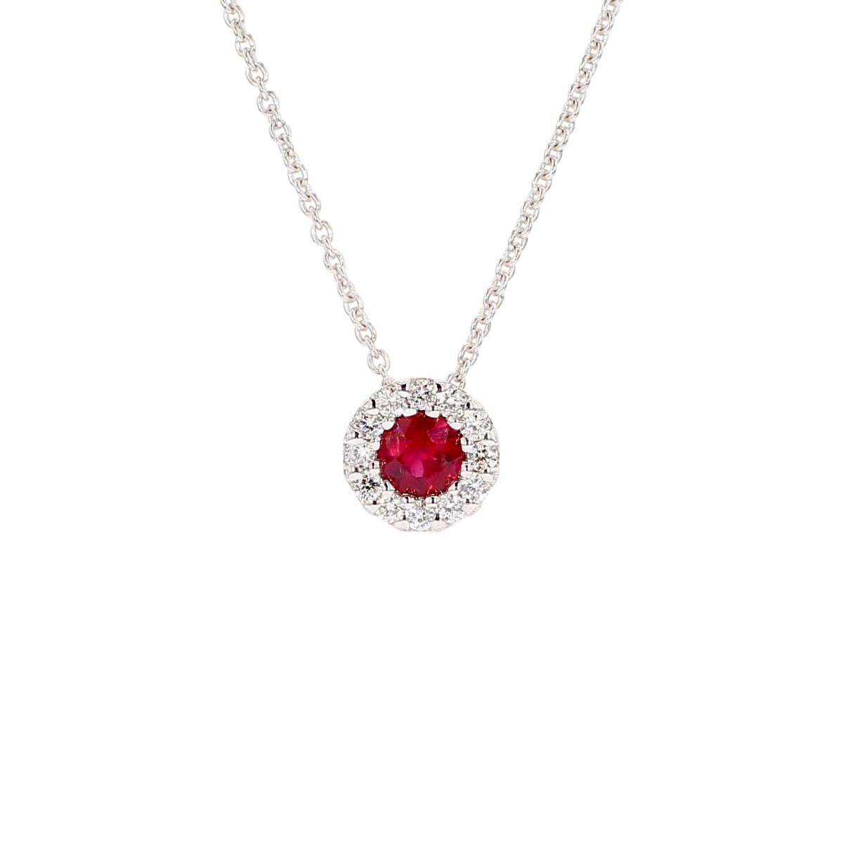 Color: Birthstone Ruby Halo Pendant – Spicer Greene Jewelers