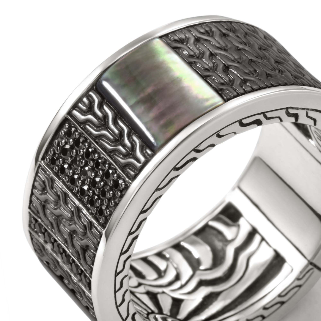 John Hardy Carved Chain Ring with Mother of Pearl Inlay – Spicer